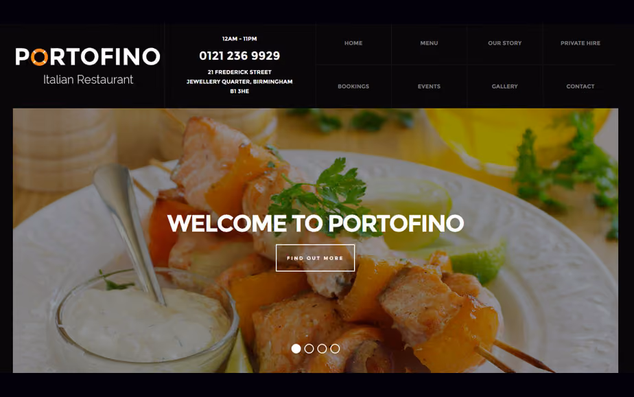Restaurant website design